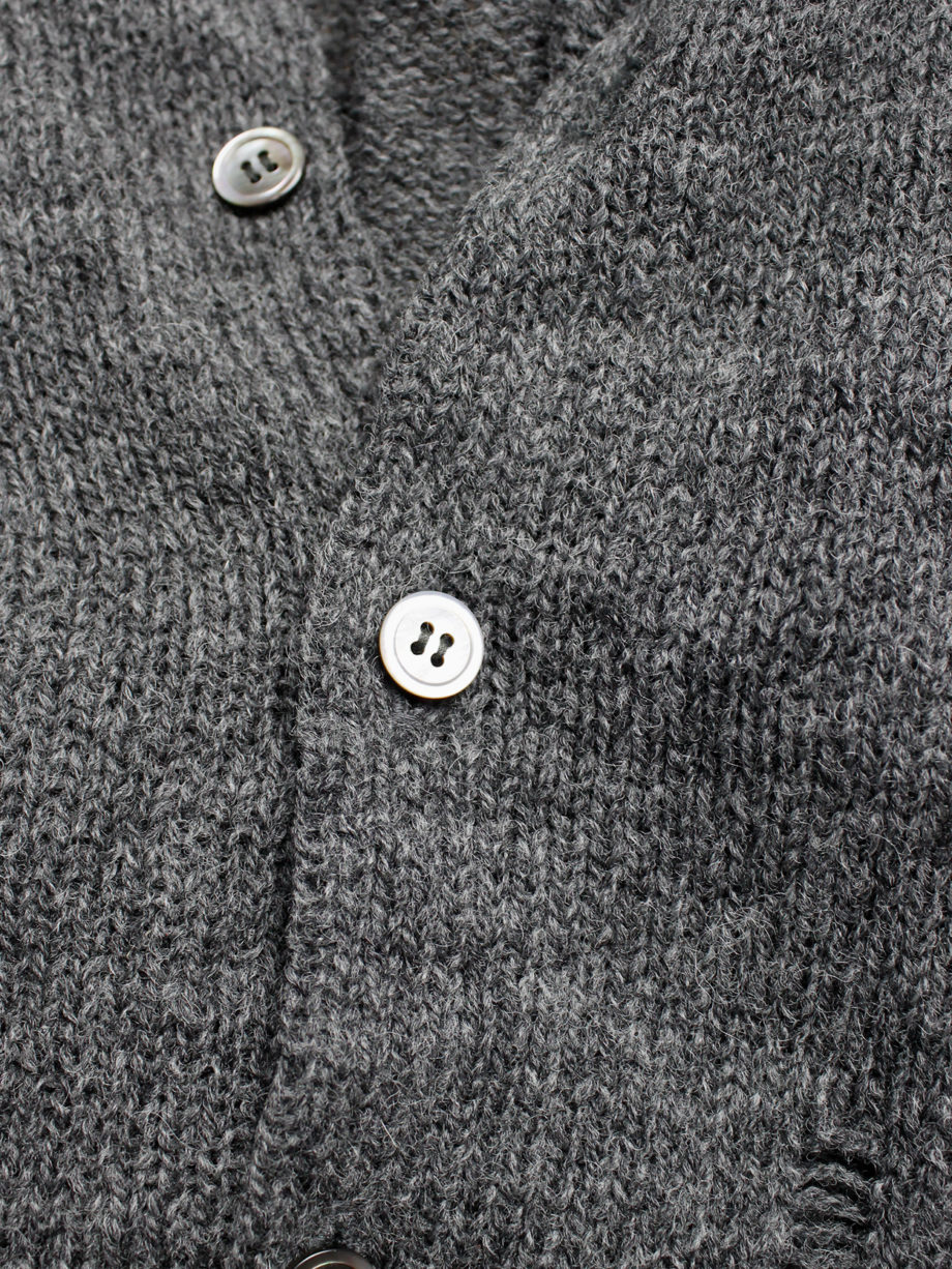 Comme des Garçons tricot grey and black destroyed cardigan with holes and loose threads (8)