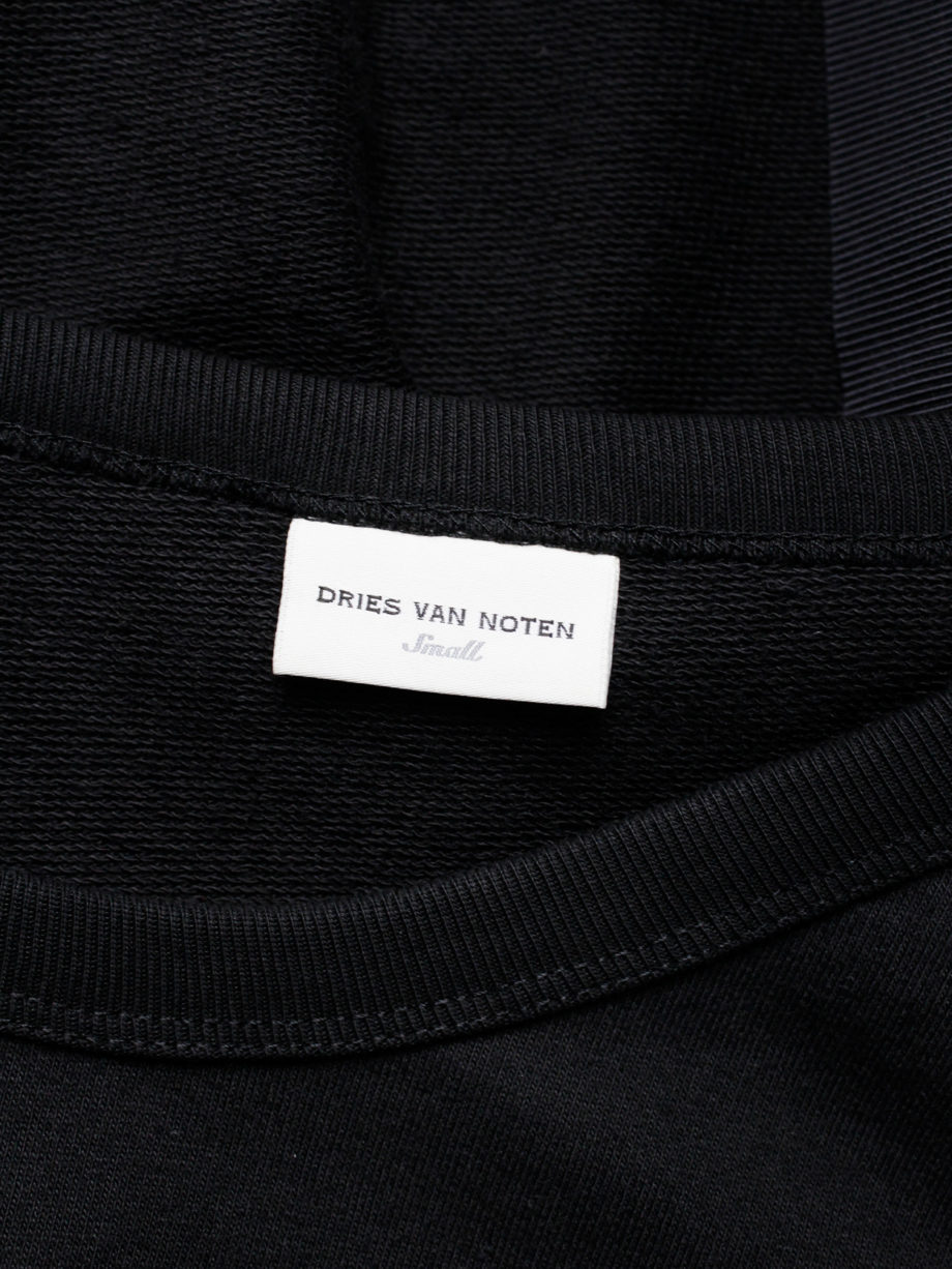Dries Van Noten black t-shirt with white trim and open belted back (1)