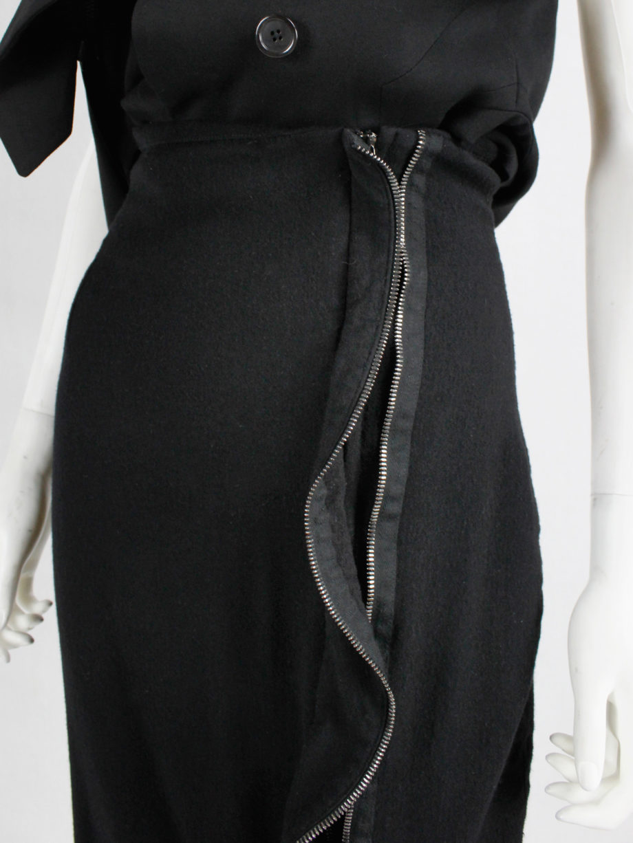 Haider Ackermann black pencil skirt with two zipper waves runway fall 2012 (7)