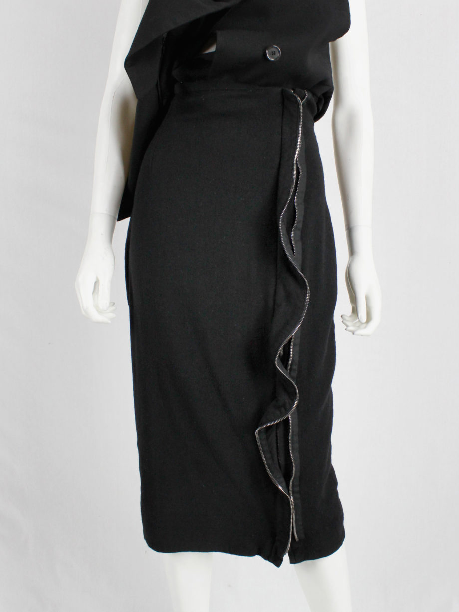 Haider Ackermann black pencil skirt with two zipper waves runway fall 2012 (9)