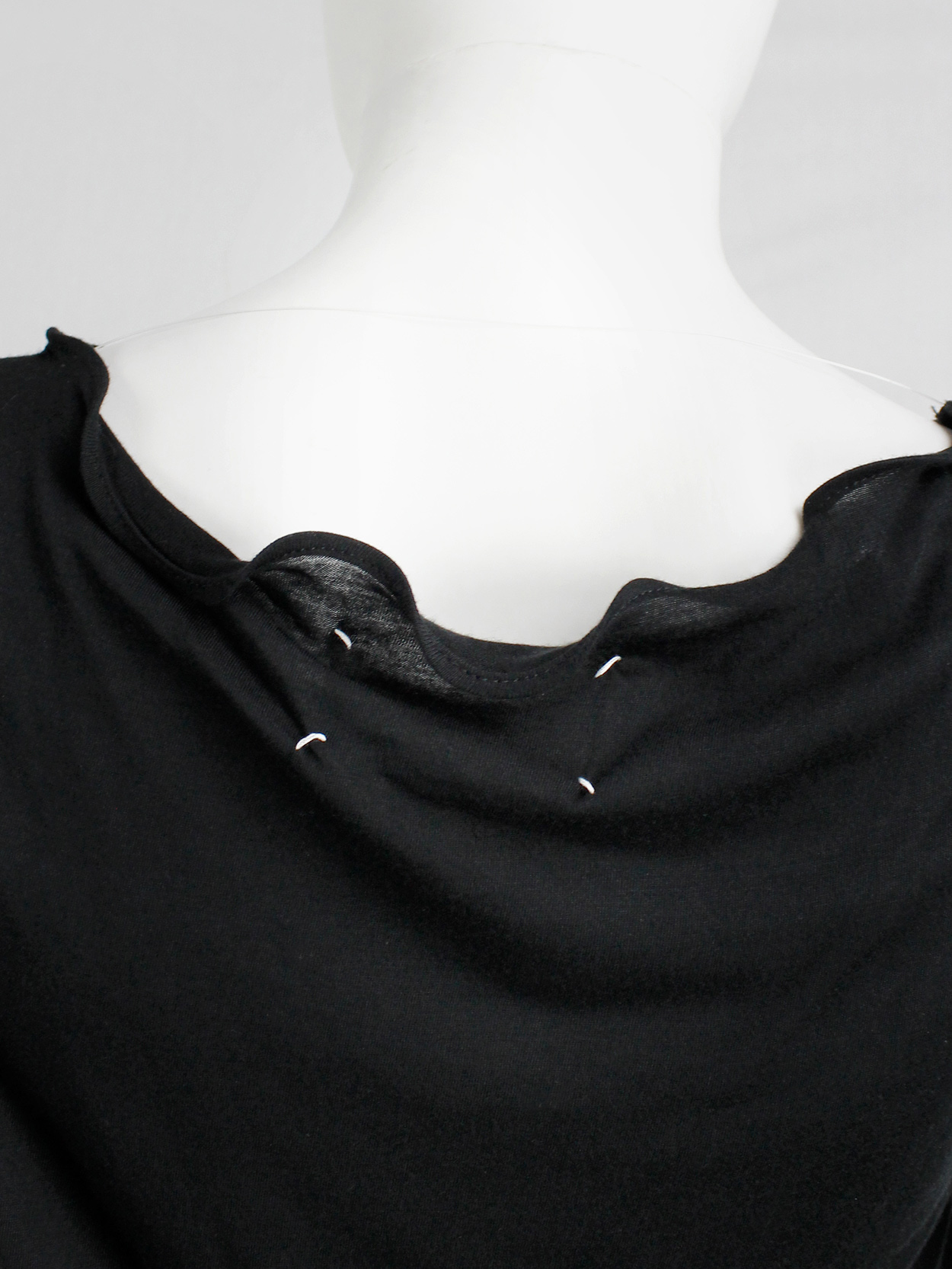 Maison Martin Margiela black t-shirt with stretched out neckline spring 2007 (2)