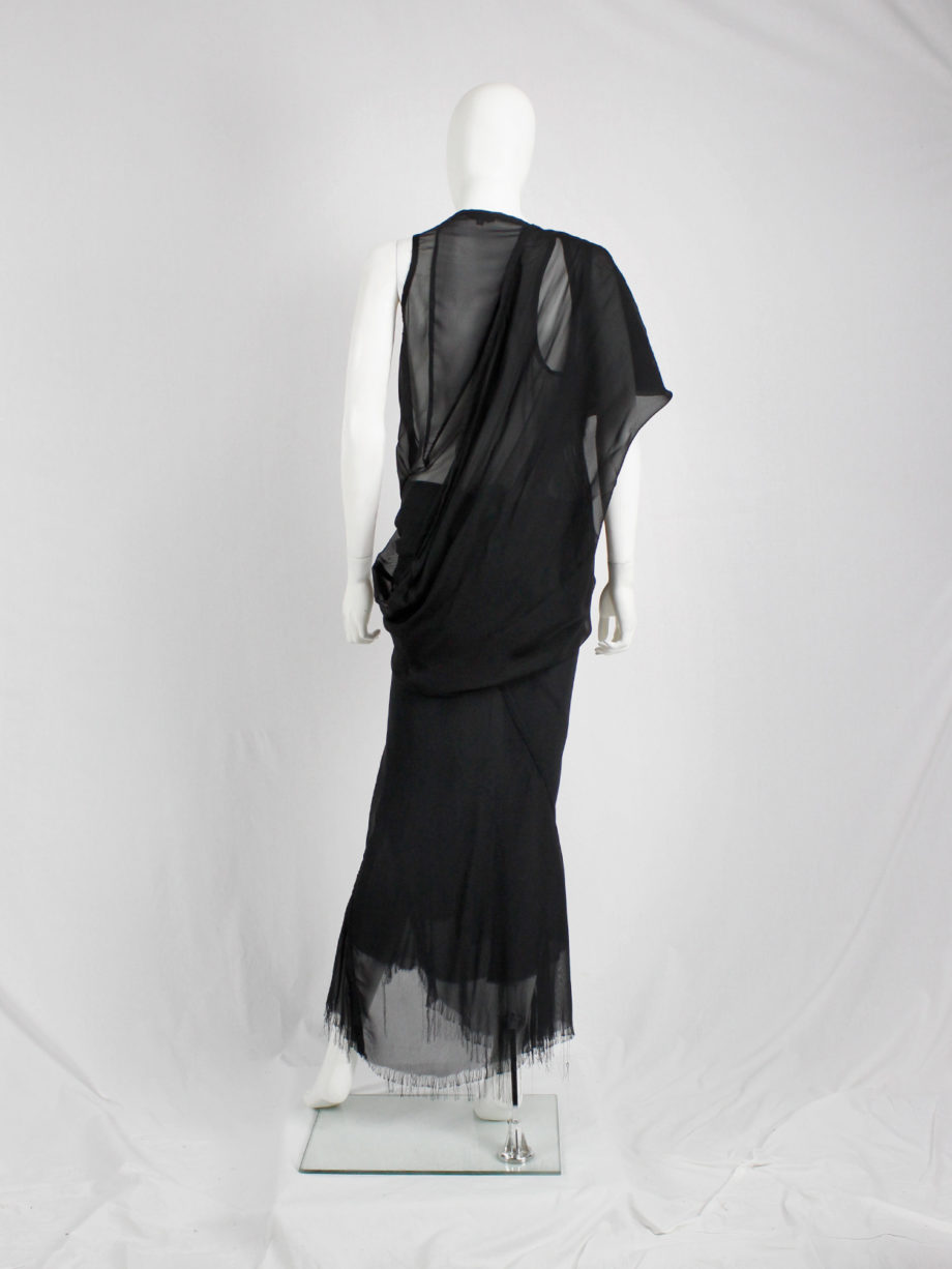 Rick Owens black double-layered mermaid skirt with frayed finish (1)