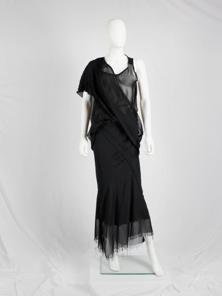 Rick Owens black double-layered mermaid skirt with frayed finish (9)