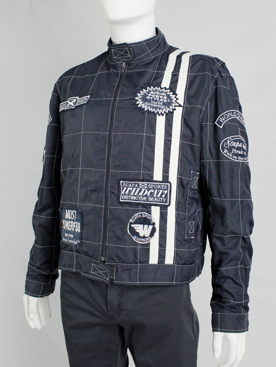 Walter Van Beirendonck for Scapa dark blue ‘Formula 1’ jacket with white stripes and patches (1)