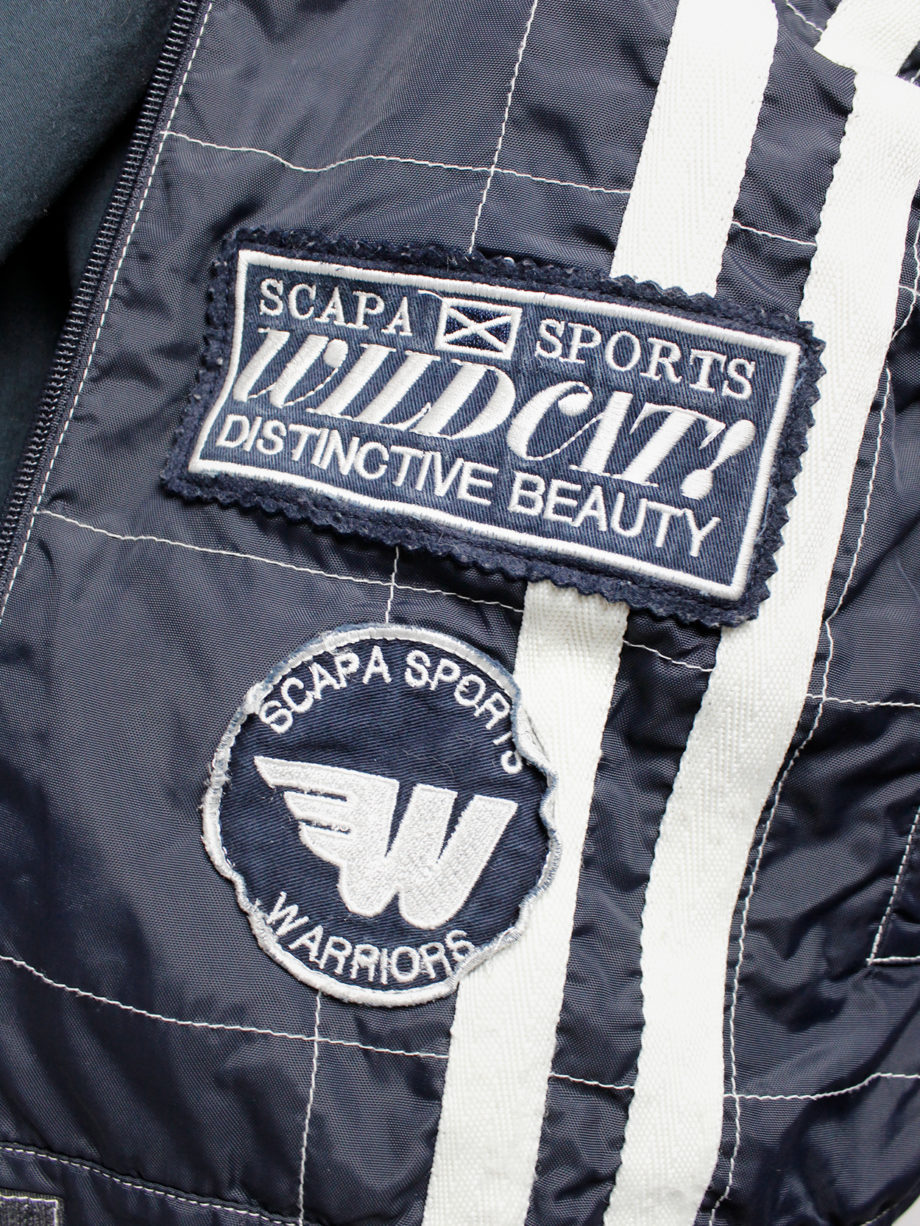 Walter Van Beirendonck for Scapa dark blue ‘Formula 1’ jacket with white stripes and patches (7)
