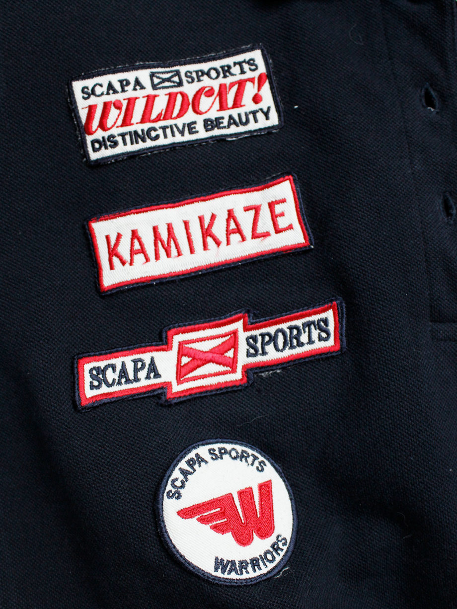 Walter Van Beirendonck for Scapa dark blue ‘Formula 1’ poloshirt covered with patches (Copy) (11)