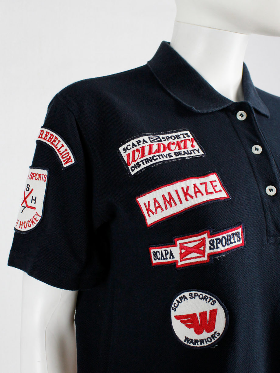 Walter Van Beirendonck for Scapa dark blue ‘Formula 1’ poloshirt covered with patches (Copy) (6)