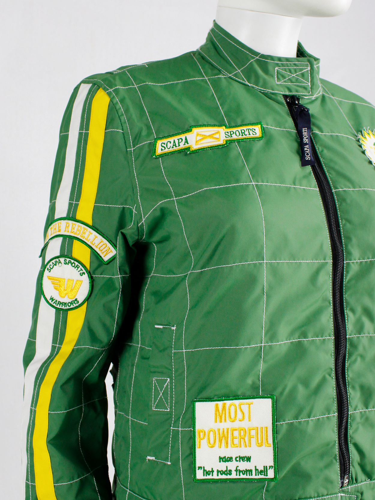 Walter Van Beirendonck for Scapa green ‘Formula 1’ racing jacket with stripes and patches (7)