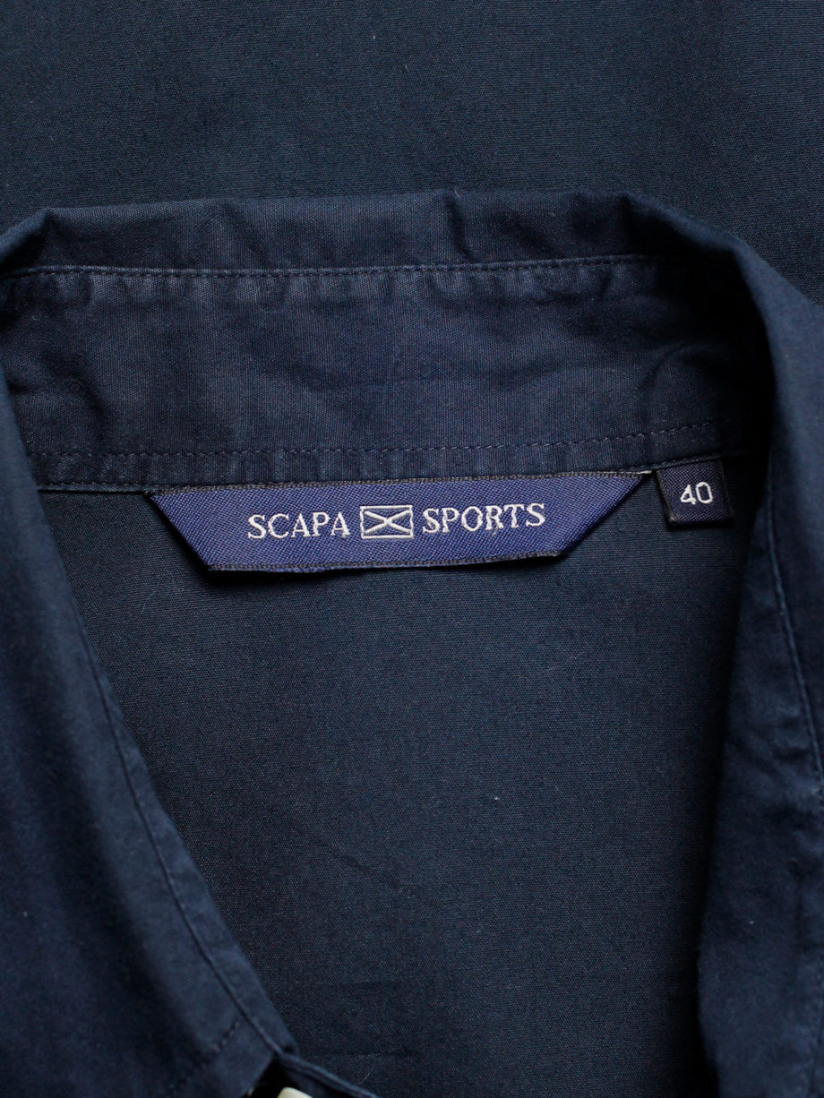 Walter Van Beirendonck for Scapa navy ‘Formula 1’ shirt with white stripes and patches (1)