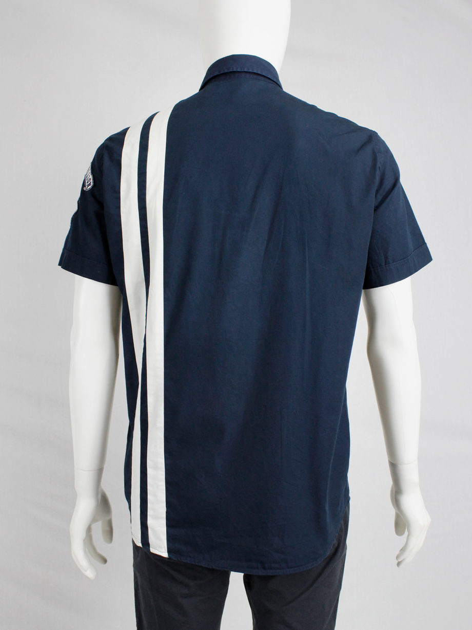 Walter Van Beirendonck for Scapa navy ‘Formula 1’ shirt with white stripes and patches (7)