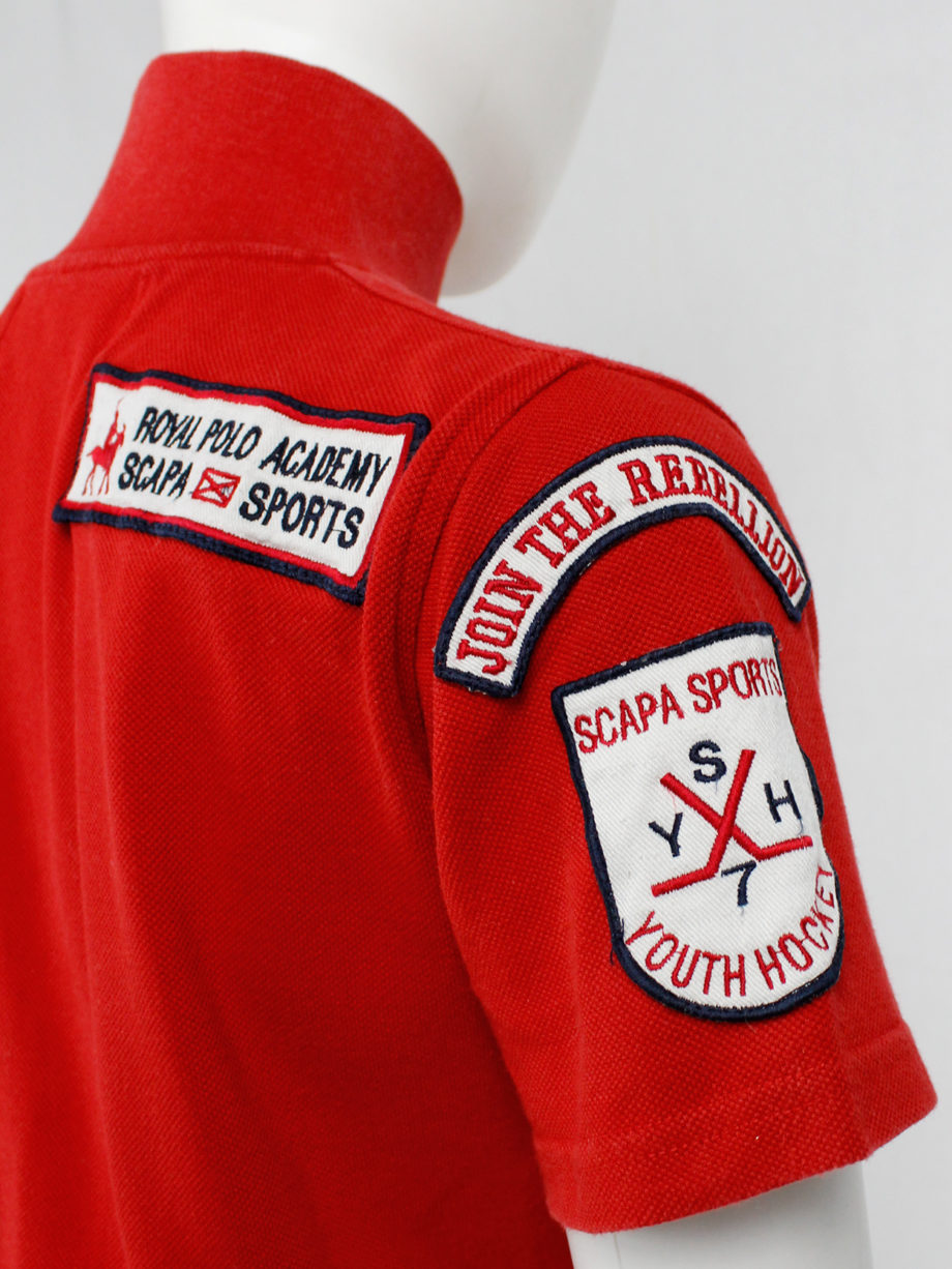 Walter Van Beirendonck for Scapa red ‘Formula 1’ poloshirt covered with patches (3)