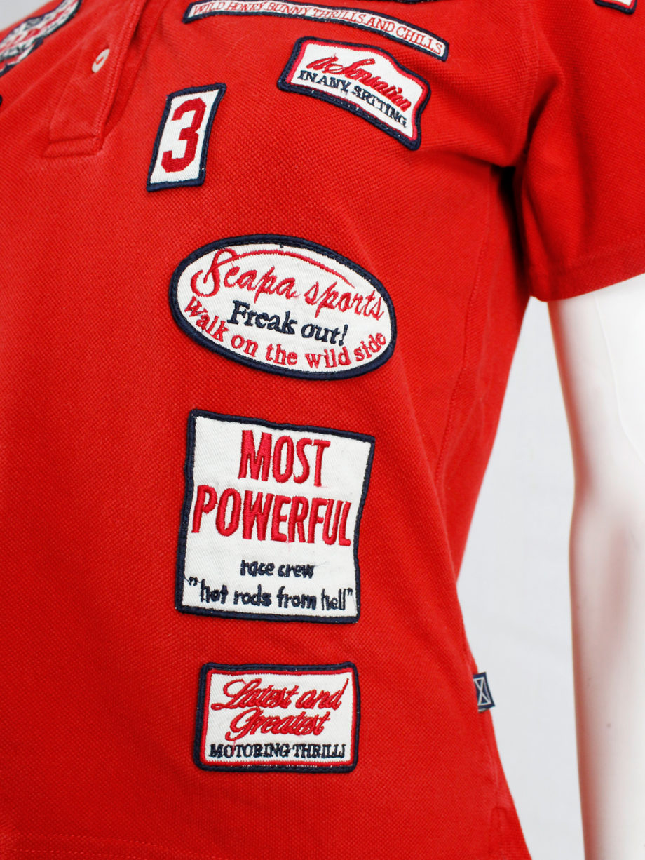 Walter Van Beirendonck for Scapa red ‘Formula 1’ poloshirt covered with patches (6)