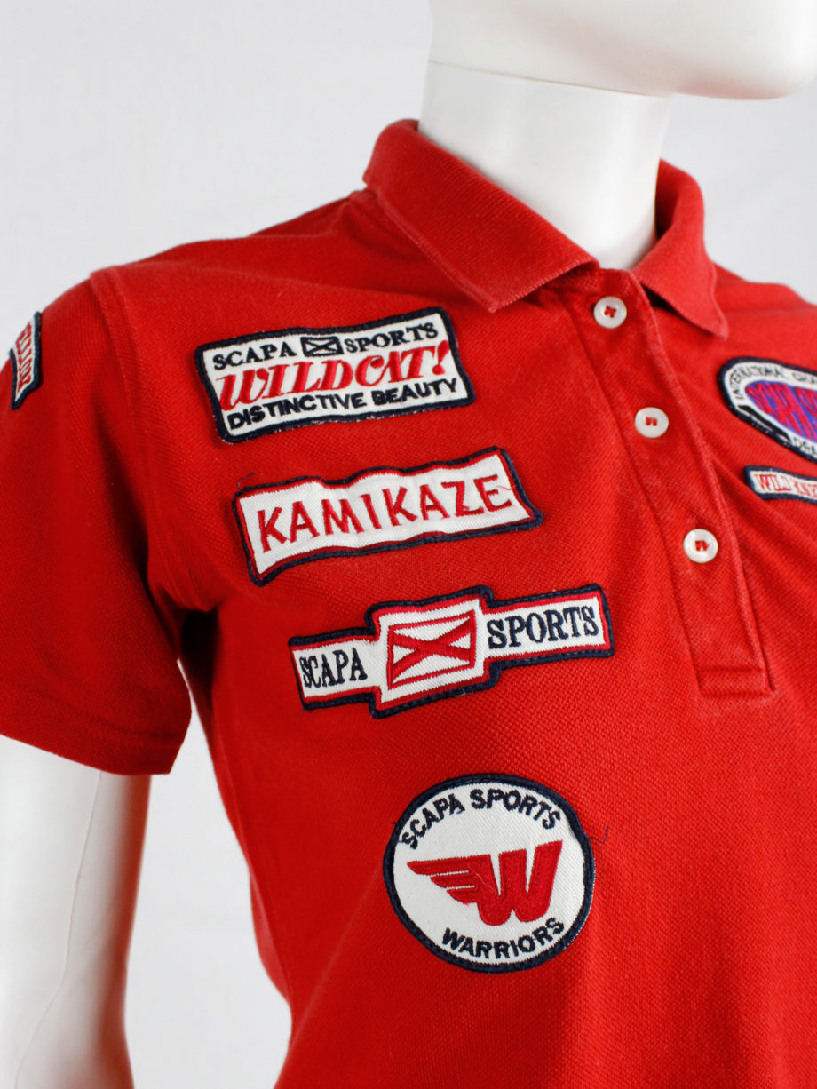 Walter Van Beirendonck for Scapa red ‘Formula 1’ poloshirt covered with patches (7)