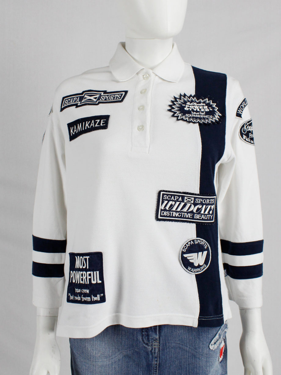 Walter Van Beirendonck for Scapa white ‘Formula 1’ longsleeve polo with patches (1)
