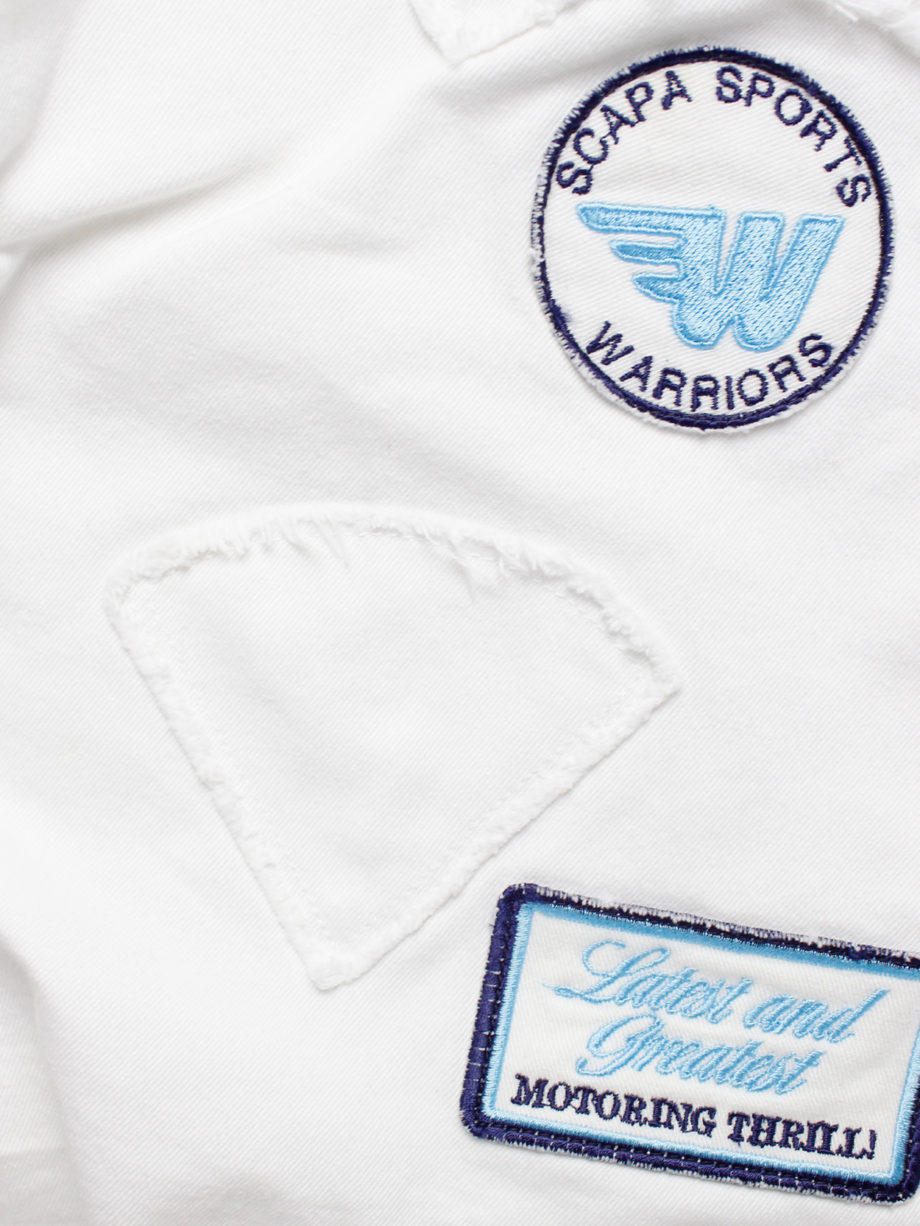 Walter Van Beirendonck for Scapa white ‘Formula 1’ mini skirt with patches (2)