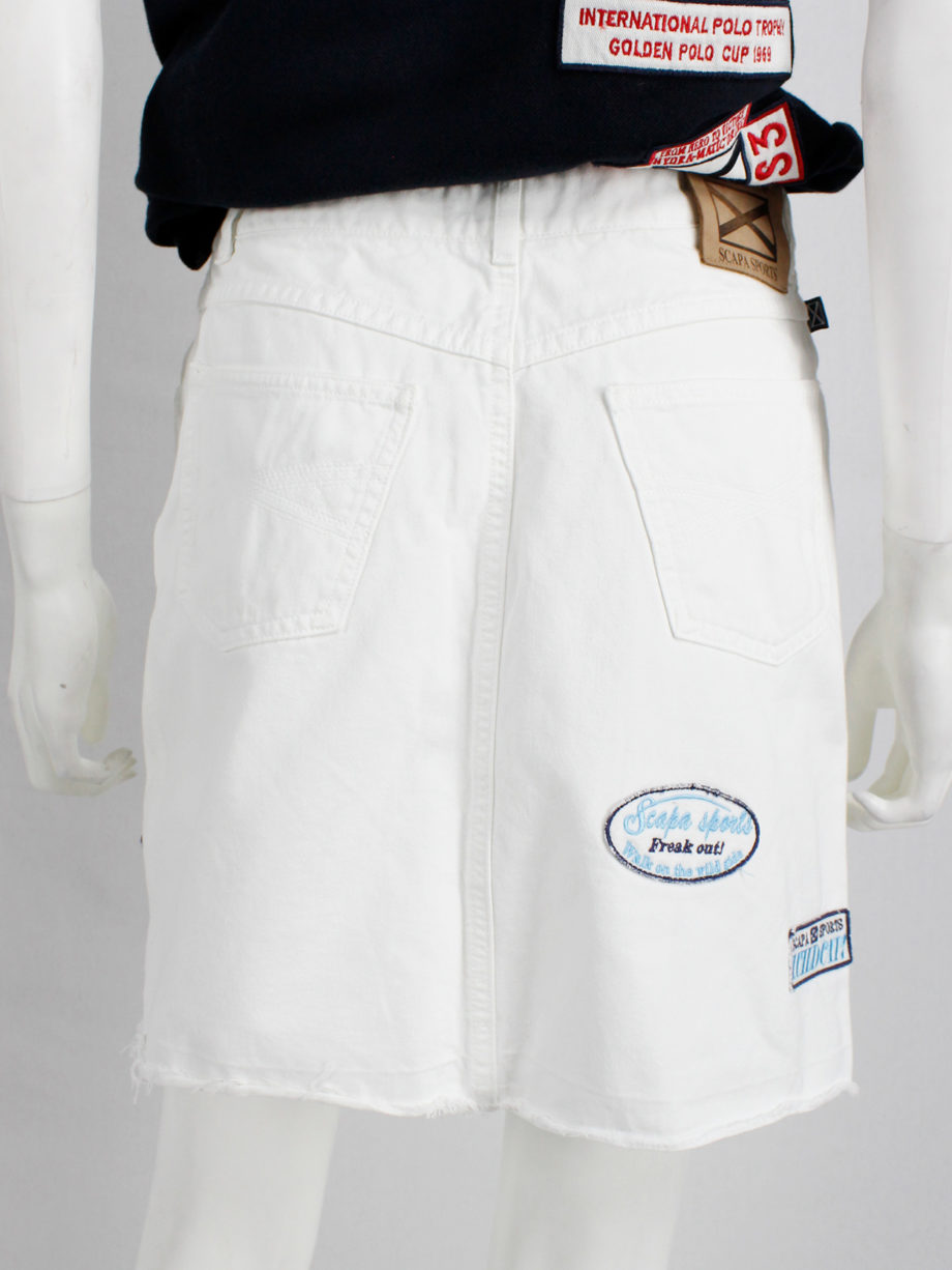 Walter Van Beirendonck for Scapa white ‘Formula 1’ mini skirt with patches (4)