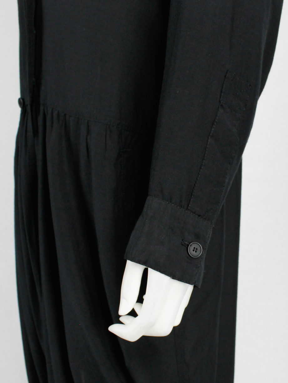 Ys Yohji Yamamoto black loose shirtdress with lapels 1980s (10)
