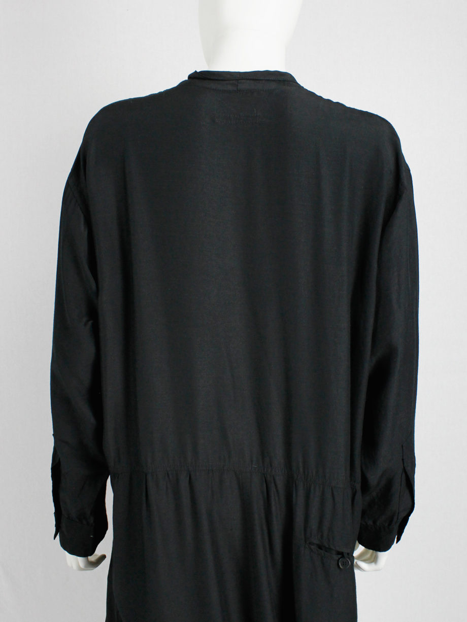 Ys Yohji Yamamoto black loose shirtdress with lapels 1980s (11)