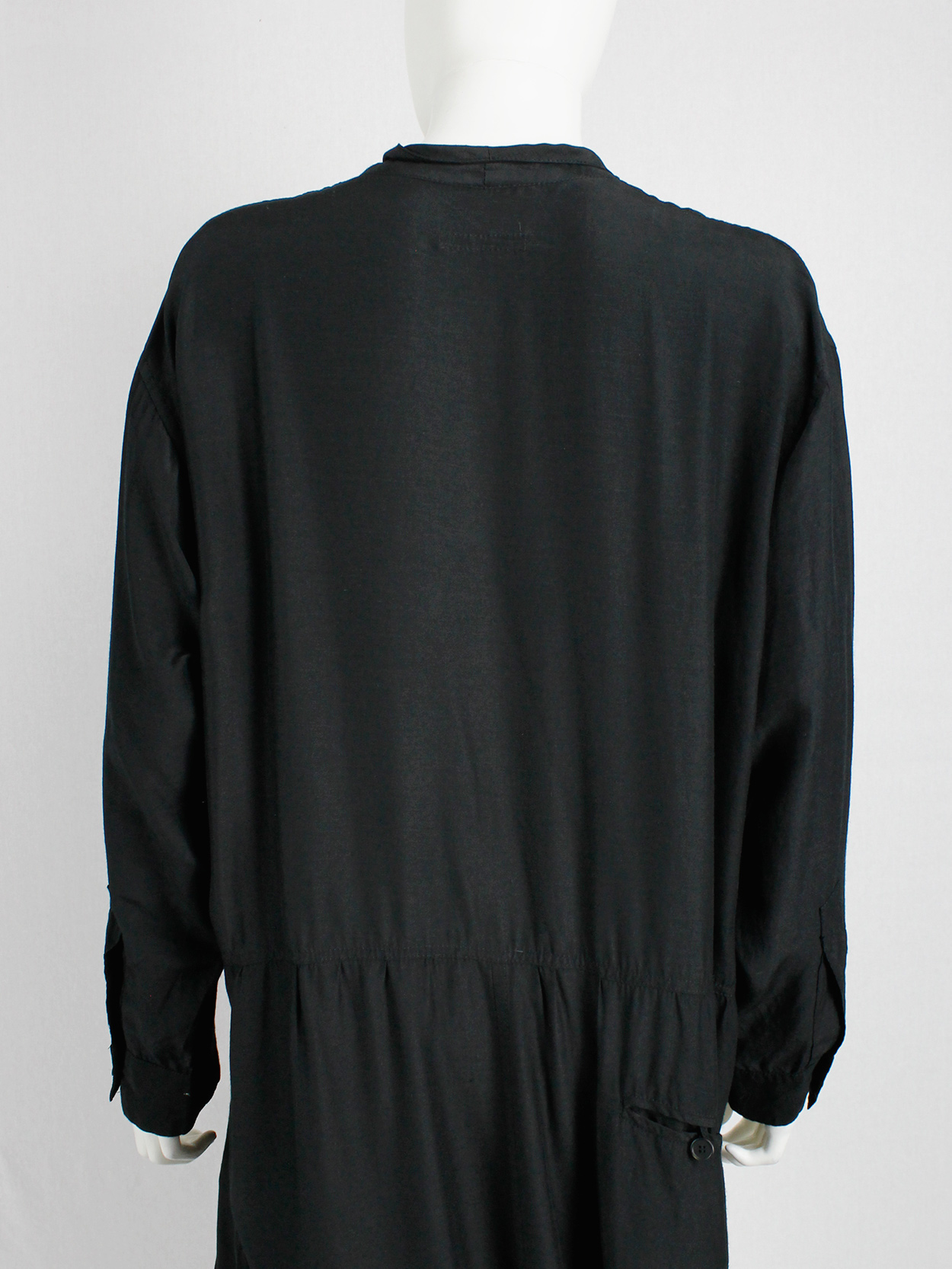 Y's Yohji Yamamoto black loose shirtdress with lapels — early 1980's ...