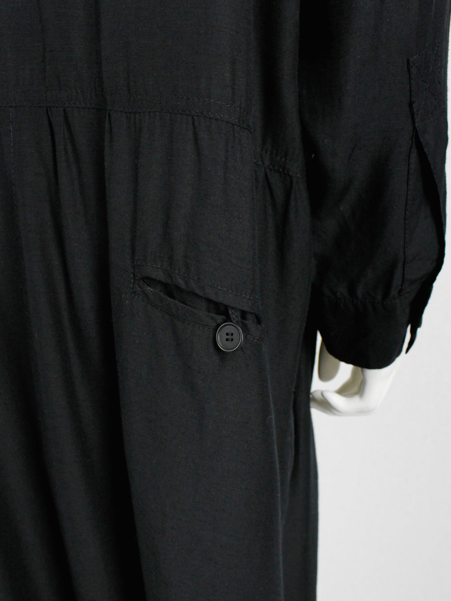 Ys Yohji Yamamoto black loose shirtdress with lapels 1980s (12)