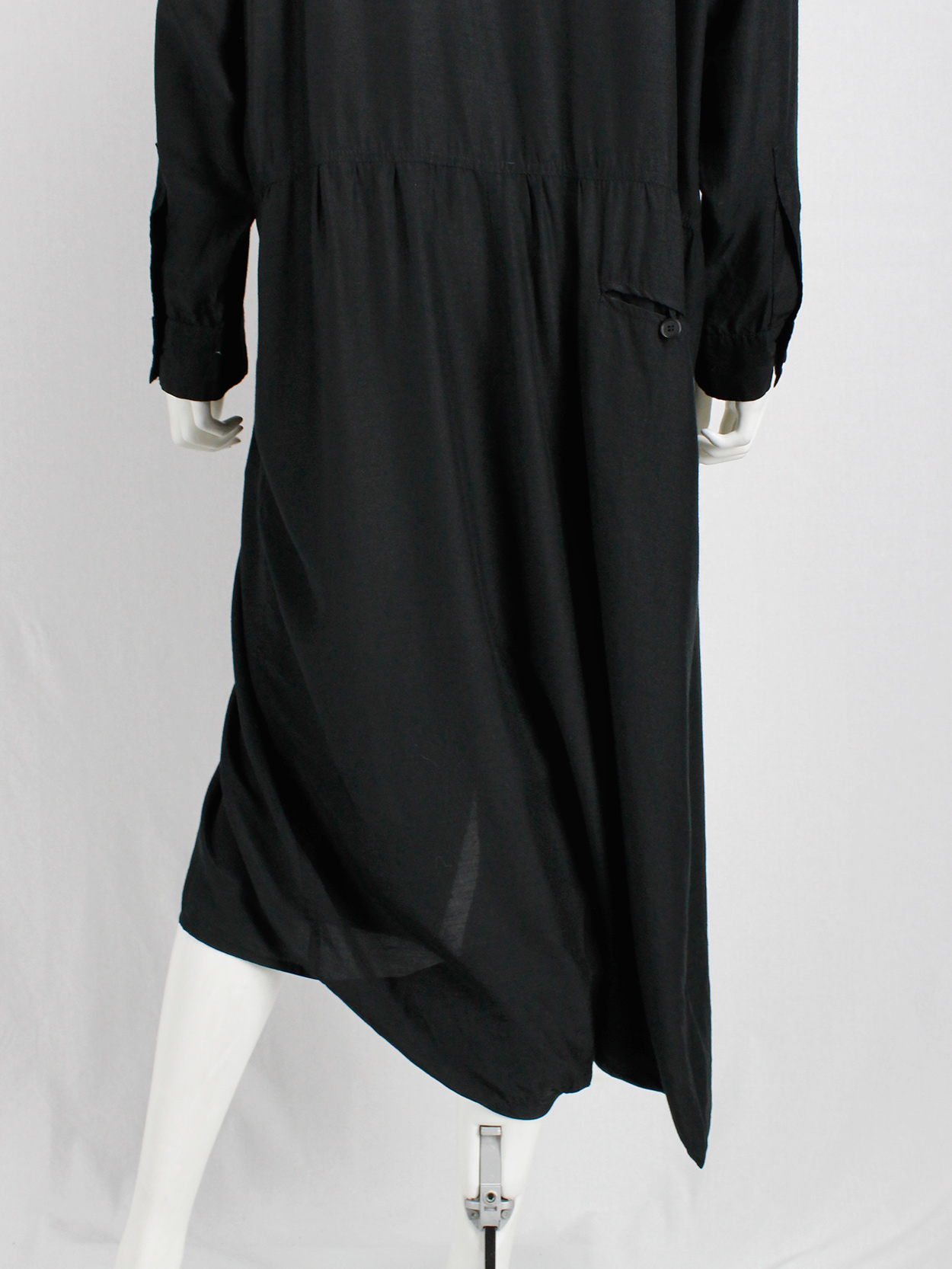 Ys Yohji Yamamoto black loose shirtdress with lapels 1980s (13)