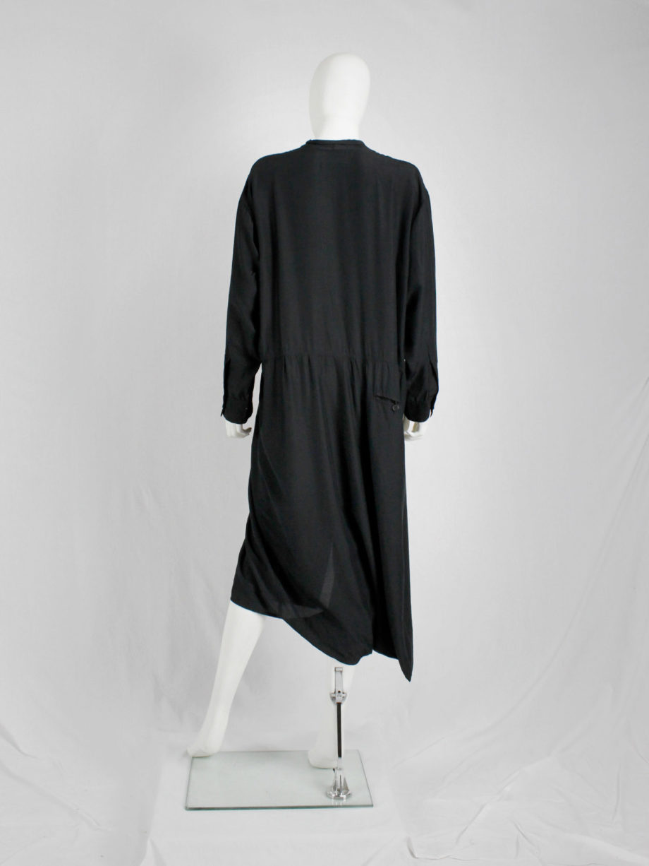 Ys Yohji Yamamoto black loose shirtdress with lapels 1980s (14)