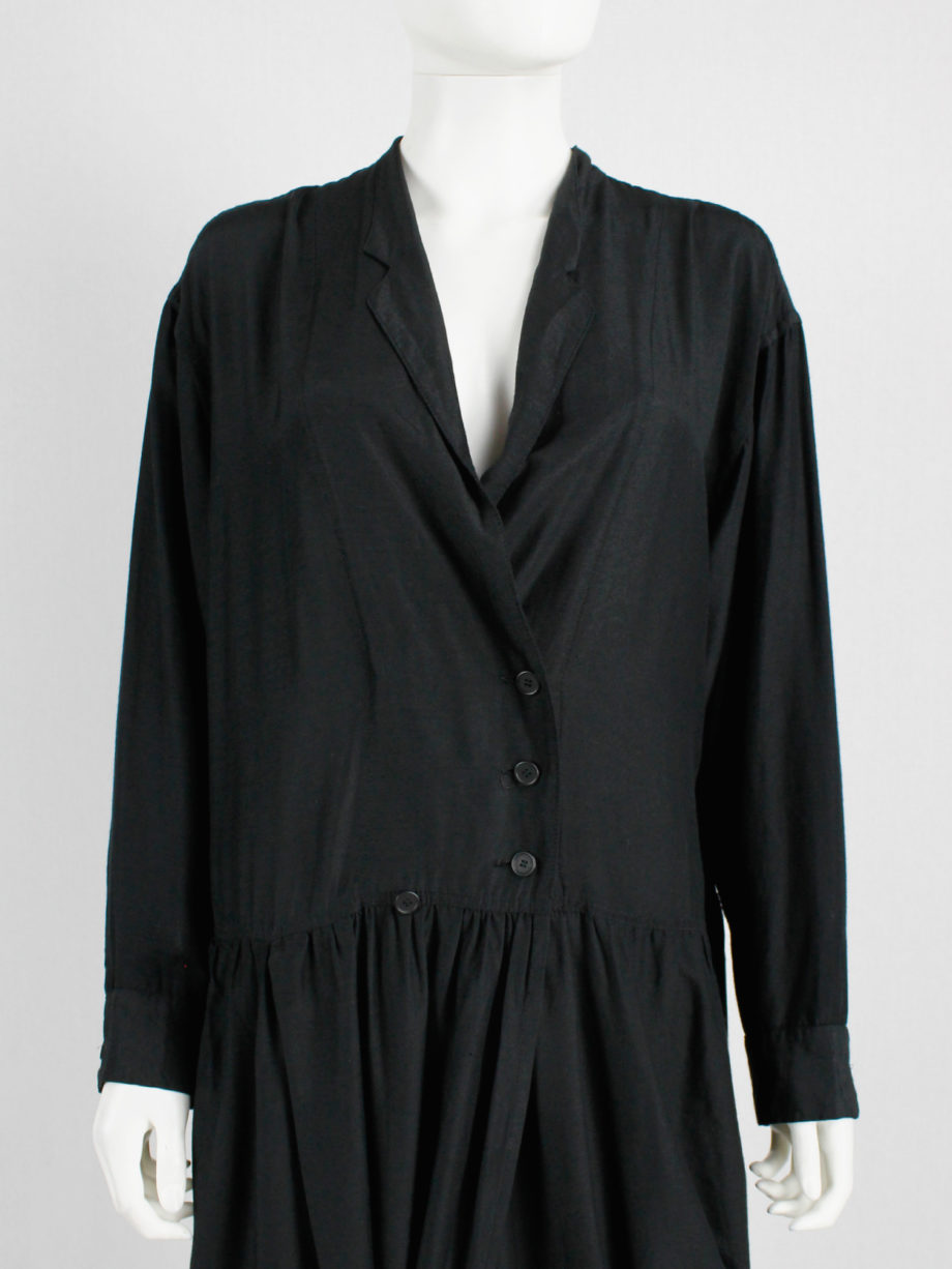 Ys Yohji Yamamoto black loose shirtdress with lapels 1980s (2)