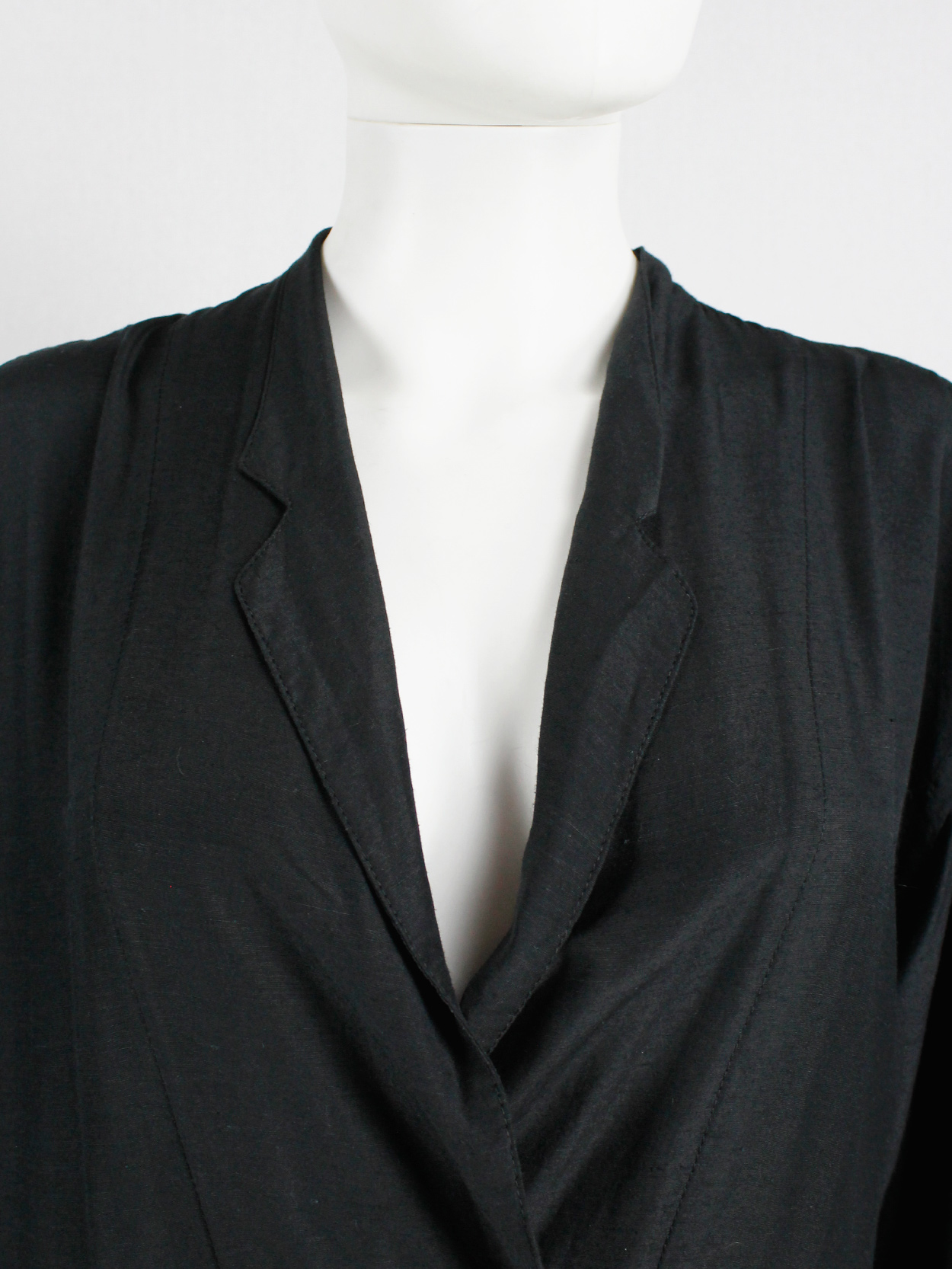 Ys Yohji Yamamoto black loose shirtdress with lapels 1980s (3)