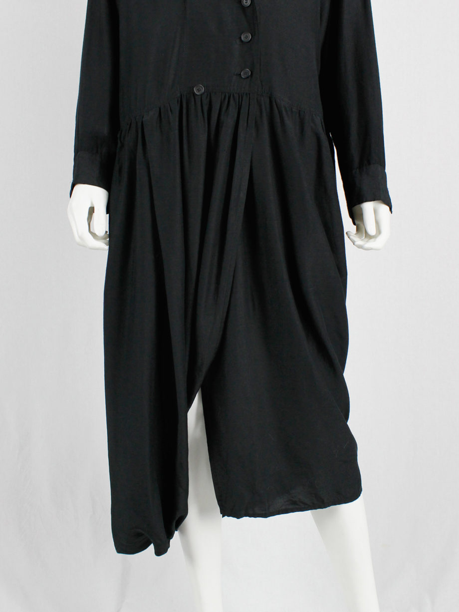 Ys Yohji Yamamoto black loose shirtdress with lapels 1980s (5)