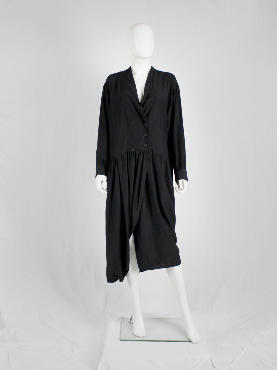 Ys Yohji Yamamoto black loose shirtdress with lapels 1980s (6)
