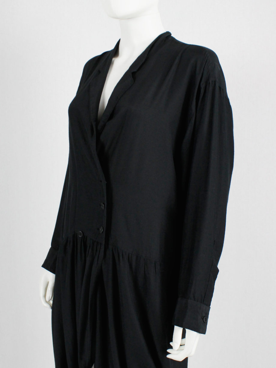 Ys Yohji Yamamoto black loose shirtdress with lapels 1980s (8)