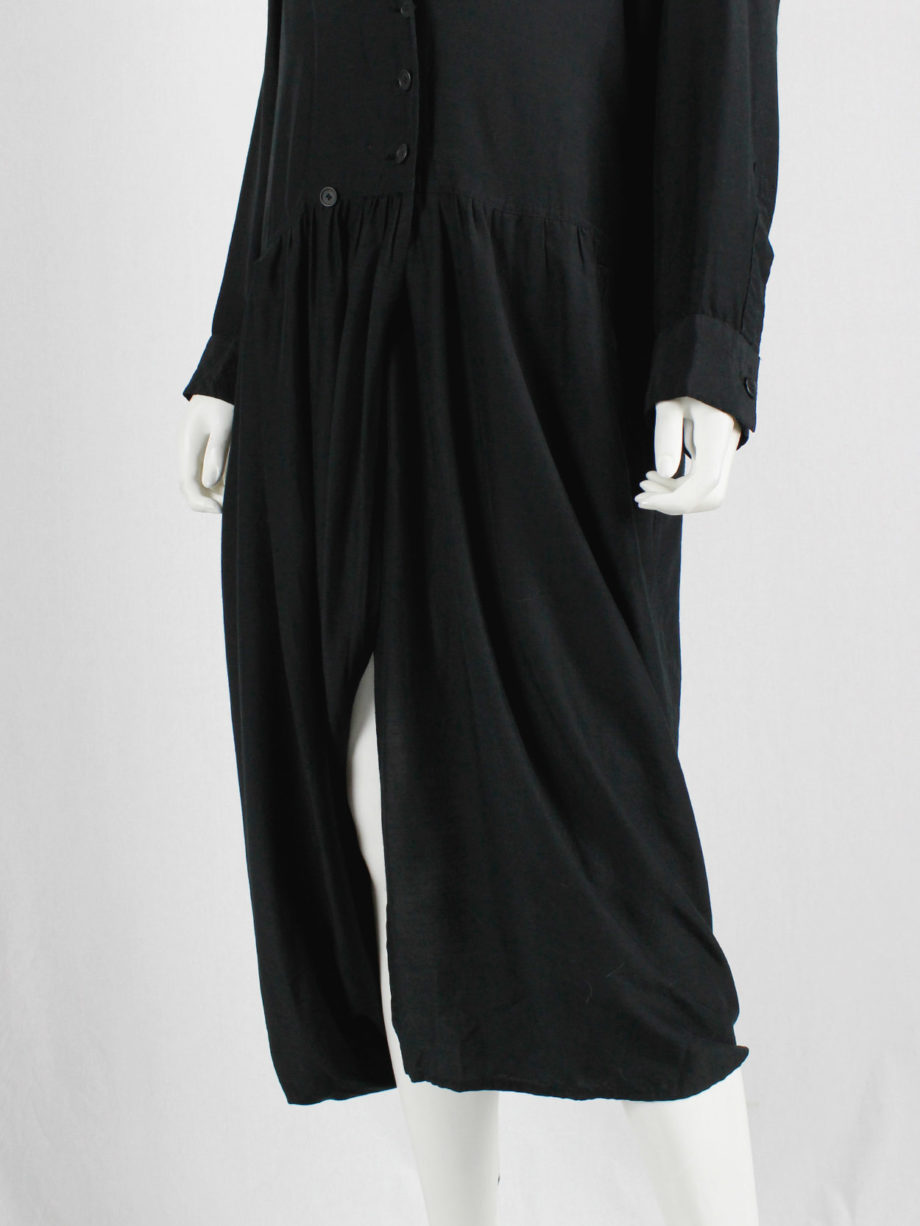 Ys Yohji Yamamoto black loose shirtdress with lapels 1980s (9)