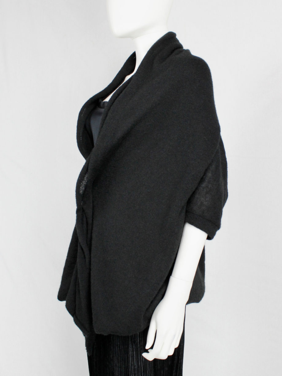 Y’s Yohji Yamamoto black oversized cocoon jumper with double neckline (10)