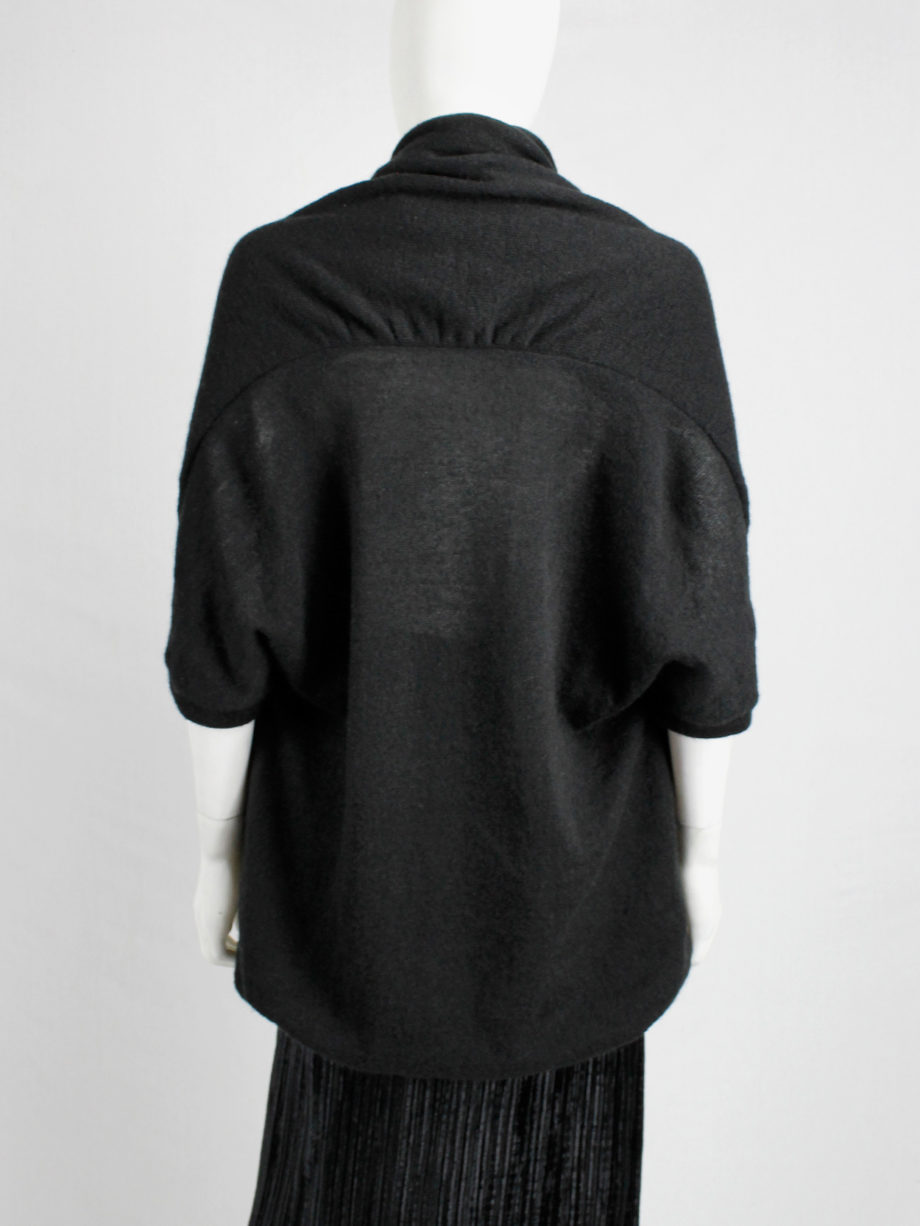 Y’s Yohji Yamamoto black oversized cocoon jumper with double neckline (11)