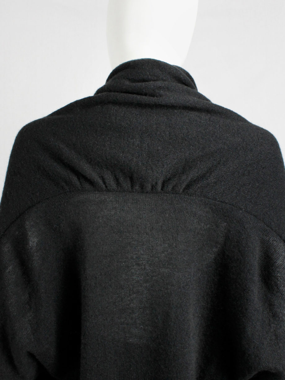 Y’s Yohji Yamamoto black oversized cocoon jumper with double neckline (12)