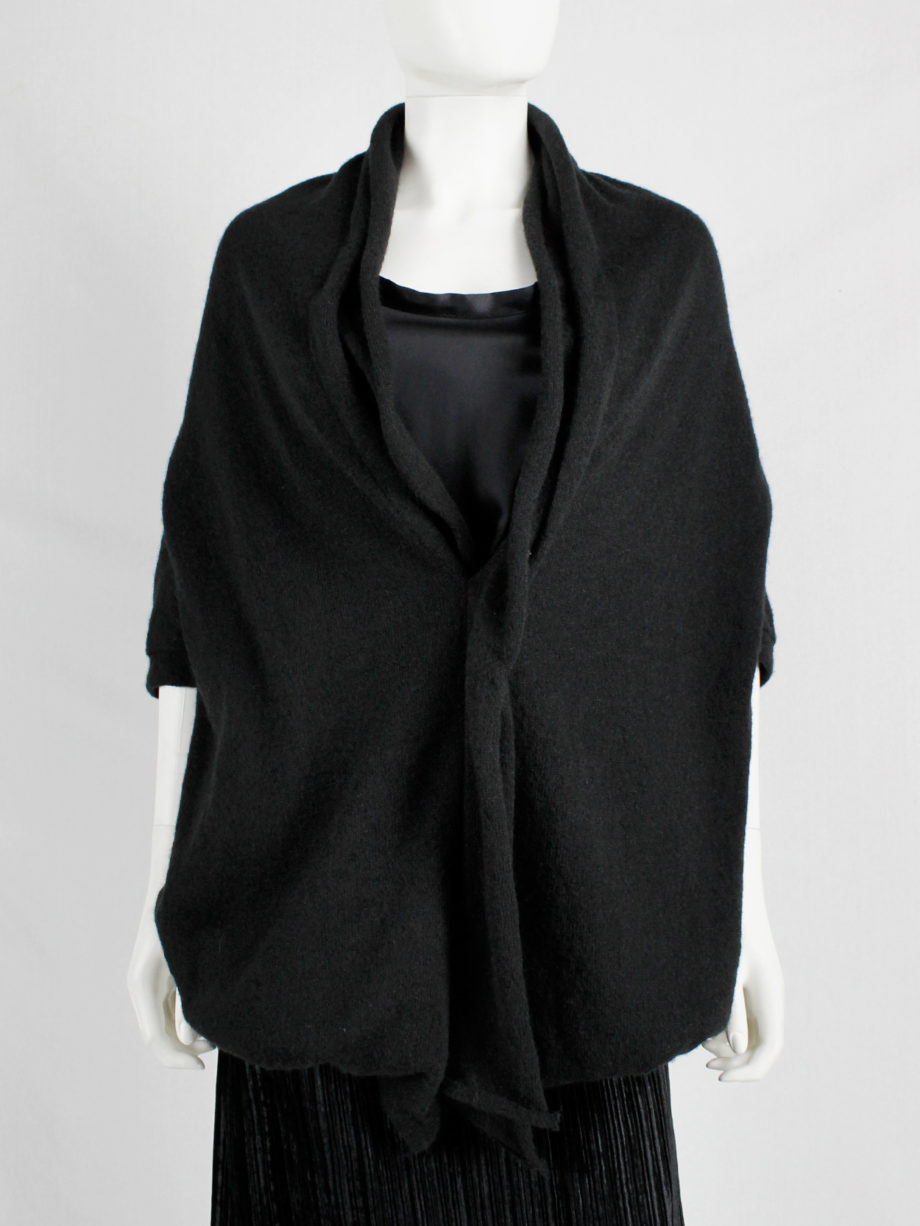 Y’s Yohji Yamamoto black oversized cocoon jumper with double neckline (5)