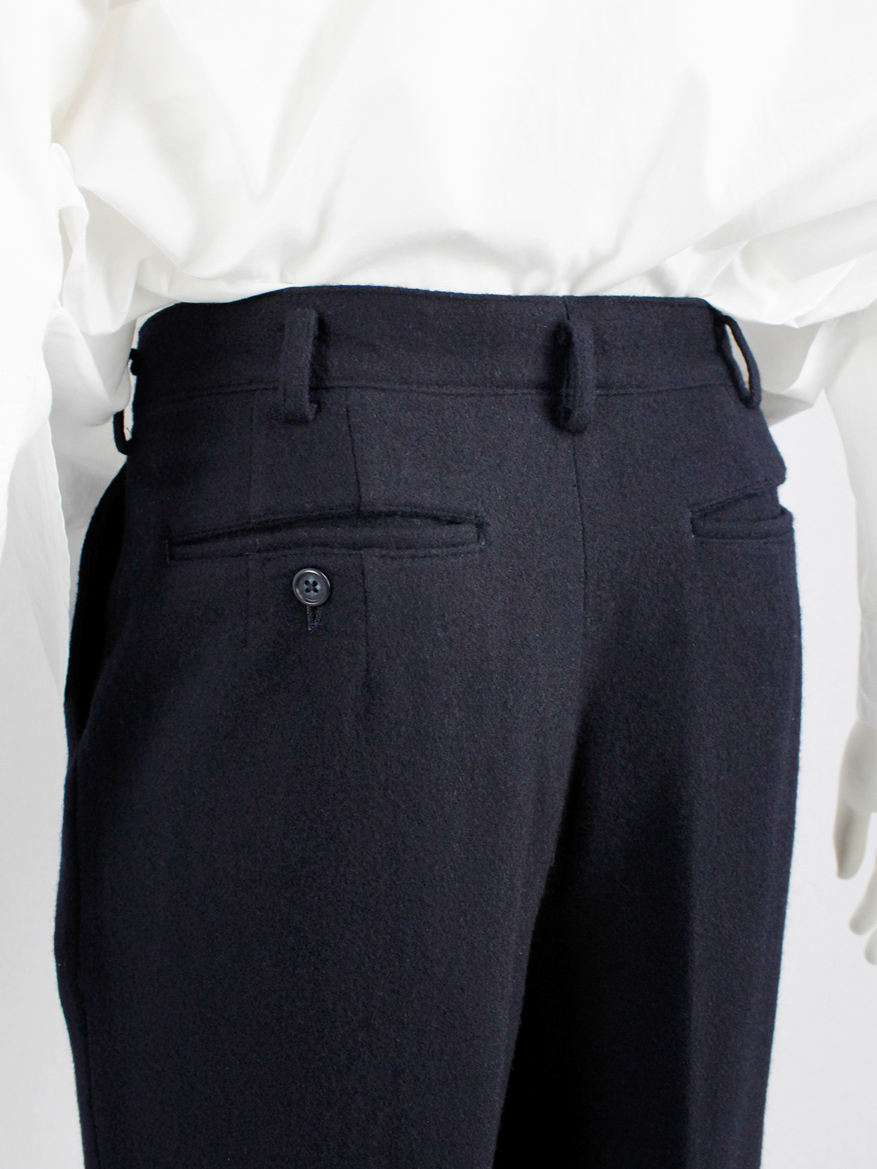Ys for men dark blue straight trousers with pleated waist 1980s 80s (3)
