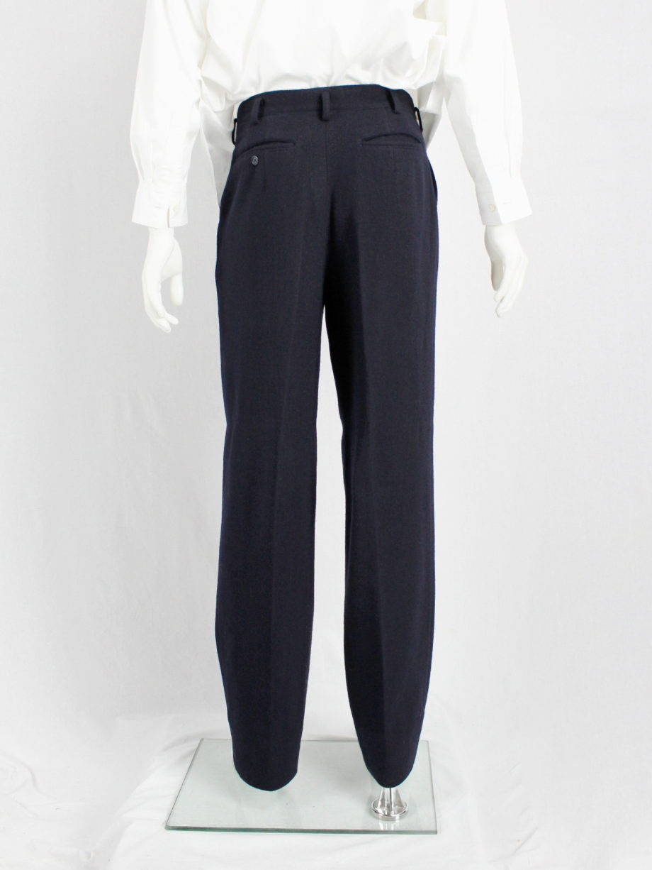 Ys for men dark blue straight trousers with pleated waist 1980s 80s (4)
