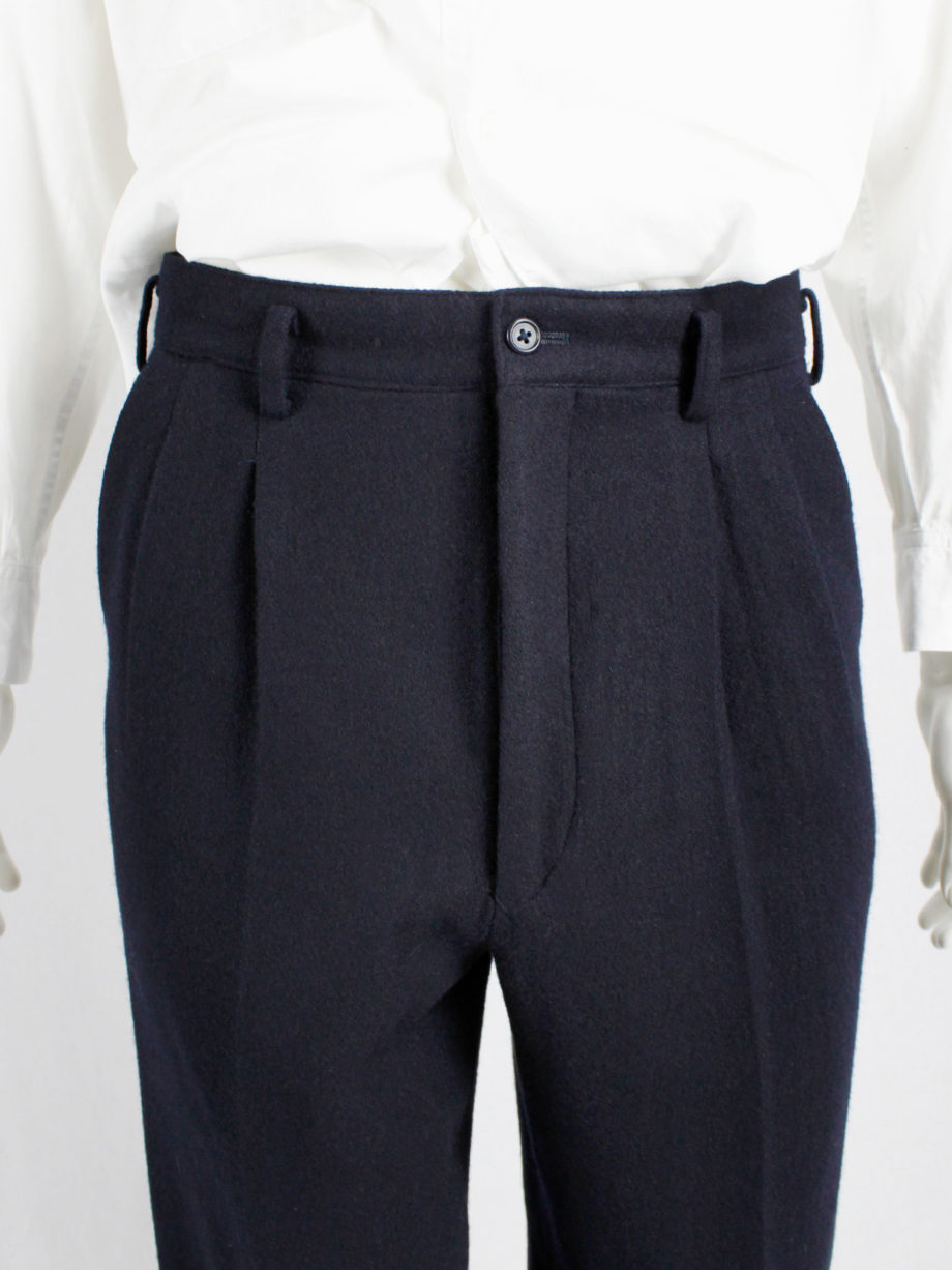 Ys for men dark blue straight trousers with pleated waist 1980s 80s (8)