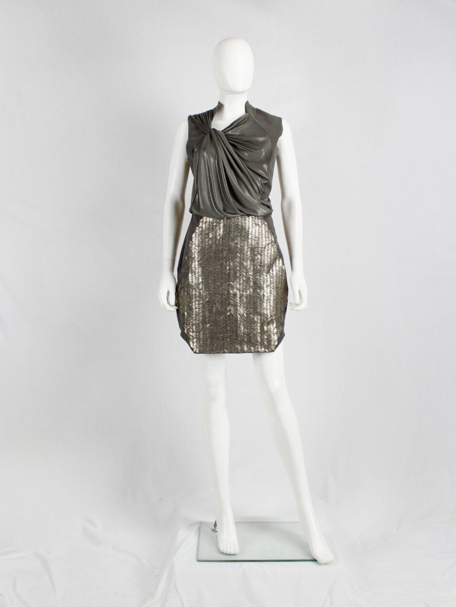 af Vandevorst gold metal plated skirt with geometric design spring 2011 (14)