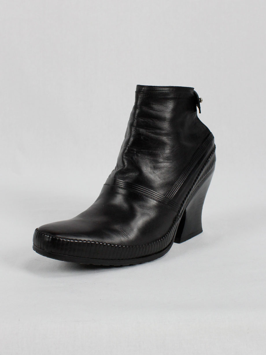 archive Lieve Van Gorp black cowboy ankle boots with curved heel 90s 1990s (14)