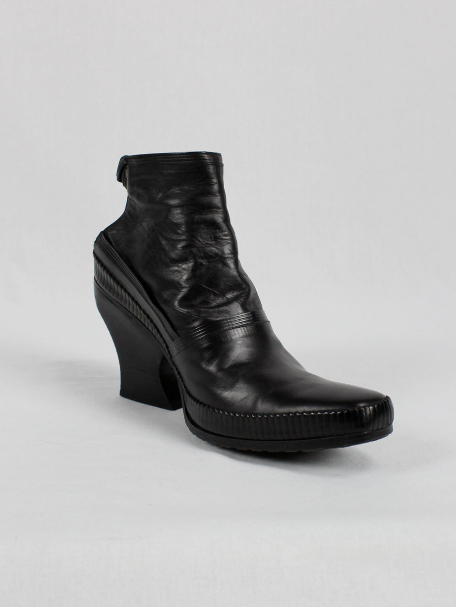archive Lieve Van Gorp black cowboy ankle boots with curved heel 90s 1990s (16)
