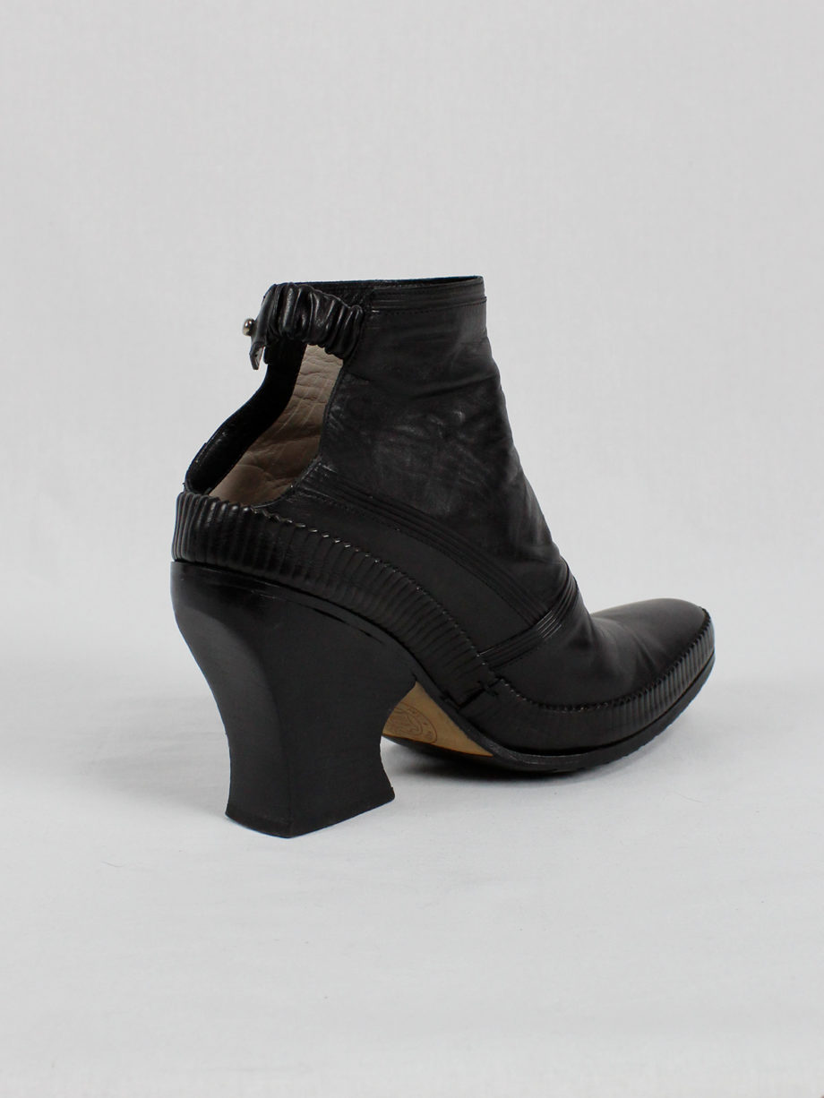 archive Lieve Van Gorp black cowboy ankle boots with curved heel 90s 1990s (18)