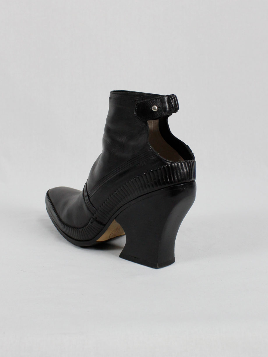 archive Lieve Van Gorp black cowboy ankle boots with curved heel 90s 1990s (20)
