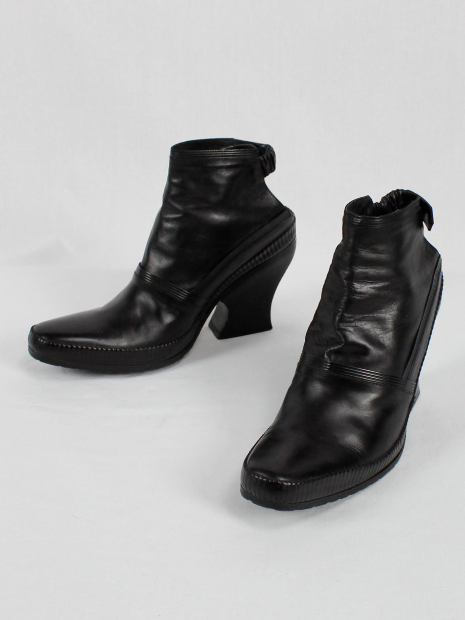archive Lieve Van Gorp black cowboy ankle boots with curved heel 90s 1990s (3)