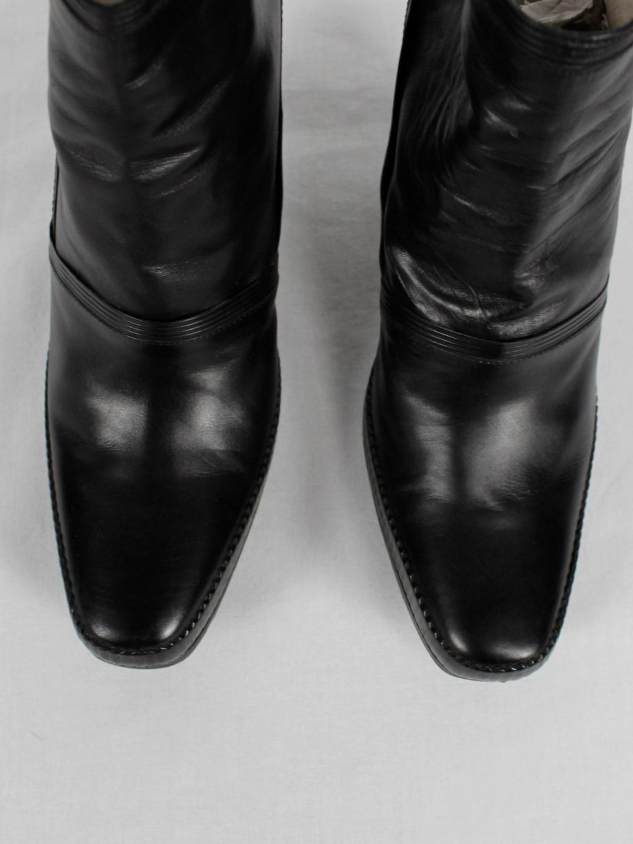 archive Lieve Van Gorp black cowboy ankle boots with curved heel 90s 1990s (5)