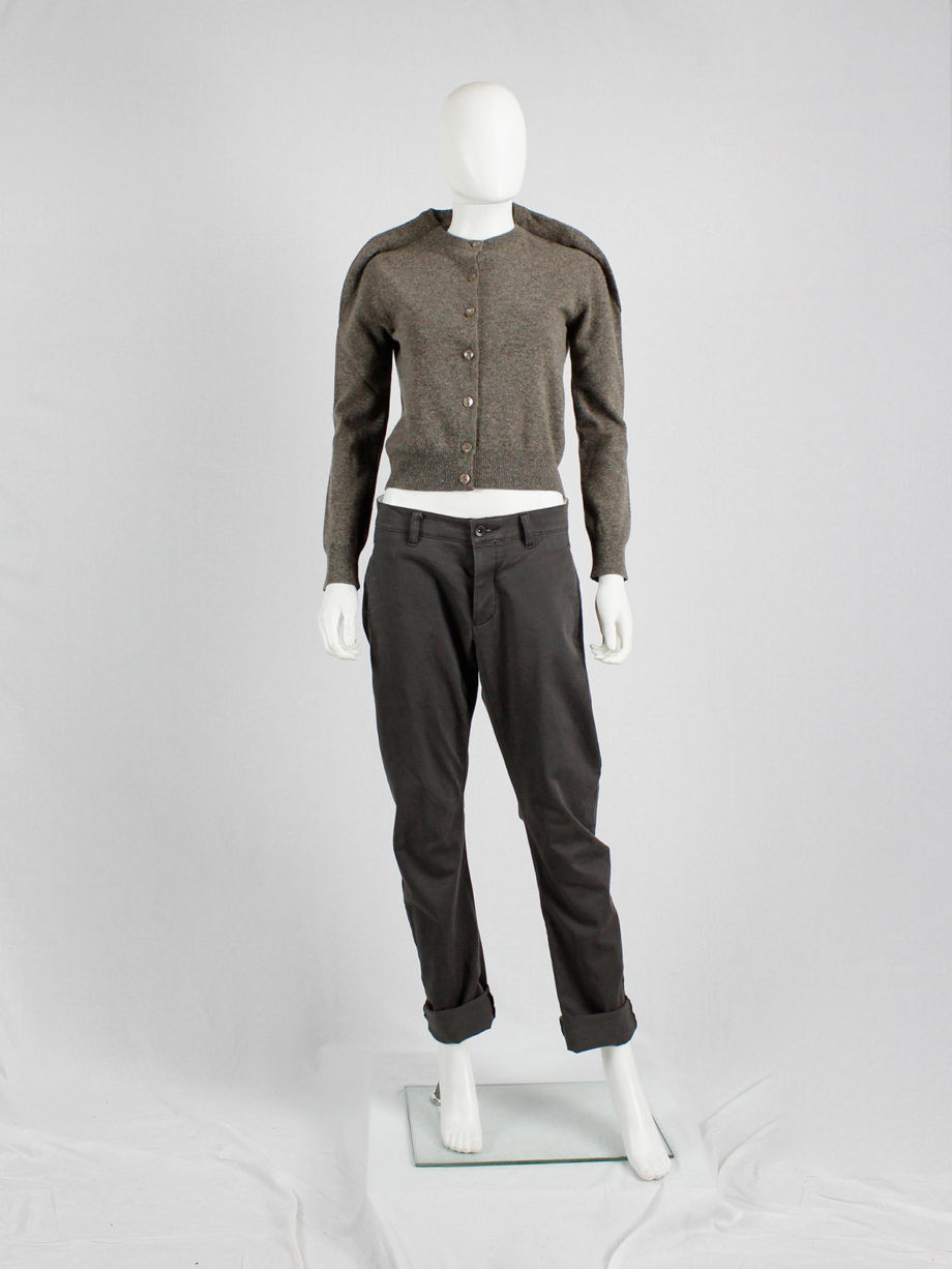 archive Margiela brown jumper with round shoulder tuck fall 1997 (2)