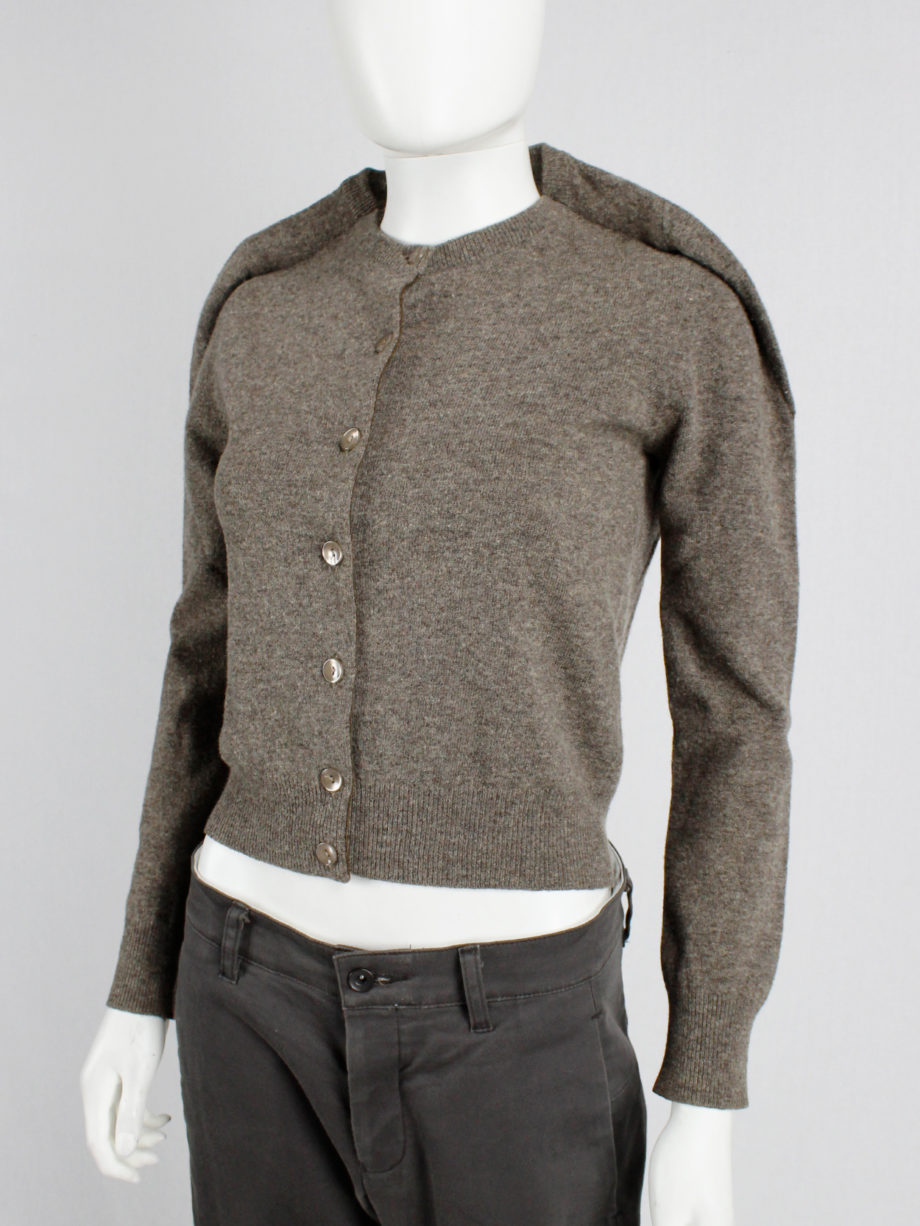 archive Margiela brown jumper with round shoulder tuck fall 1997 (5)