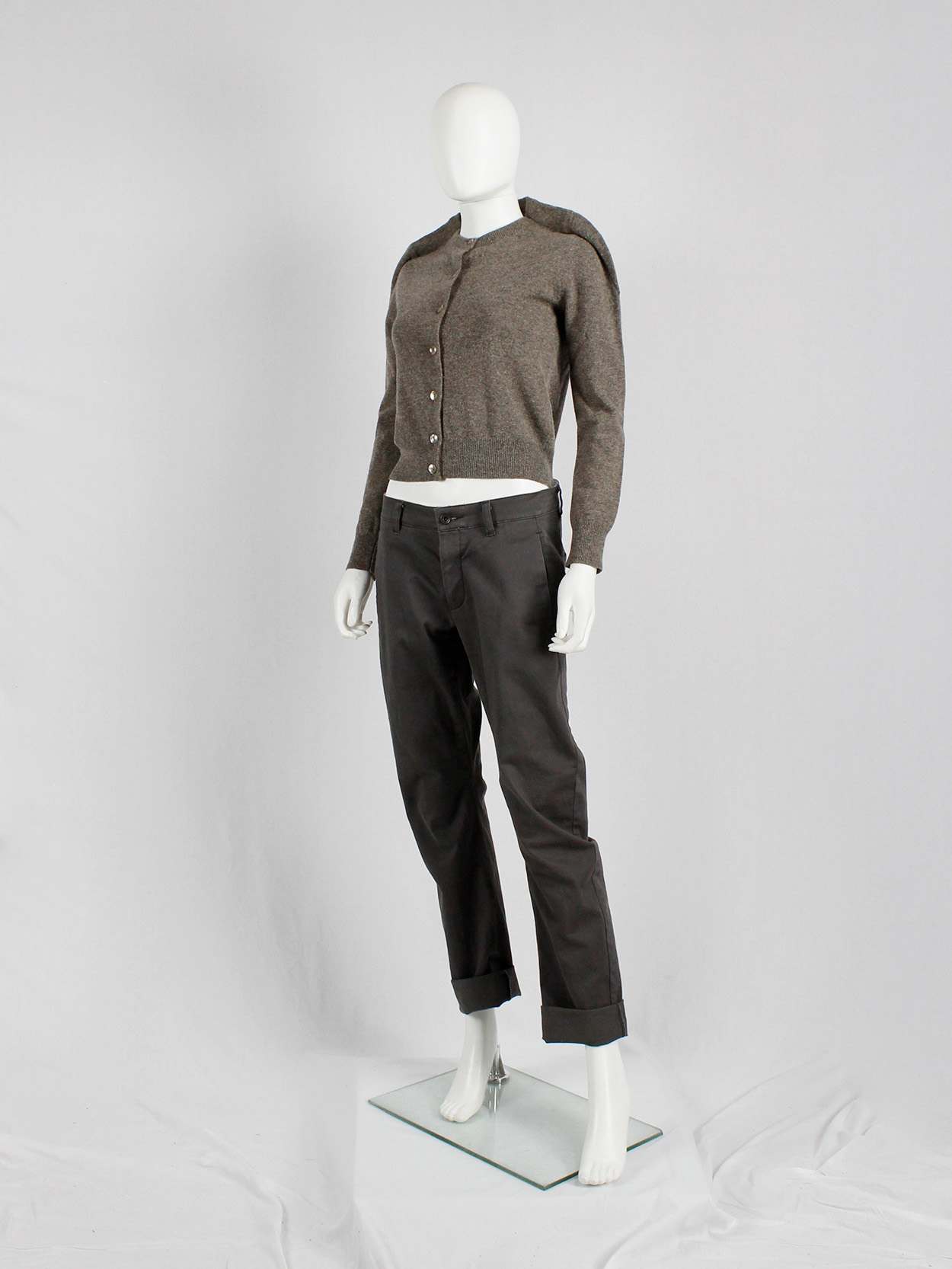 archive Margiela brown jumper with round shoulder tuck fall 1997 (7)