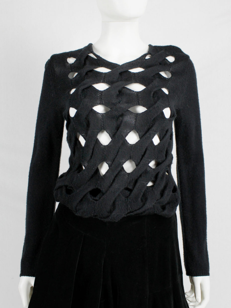 vintage Comme des Garcons black woven jumper with holes AD 2002 (6)